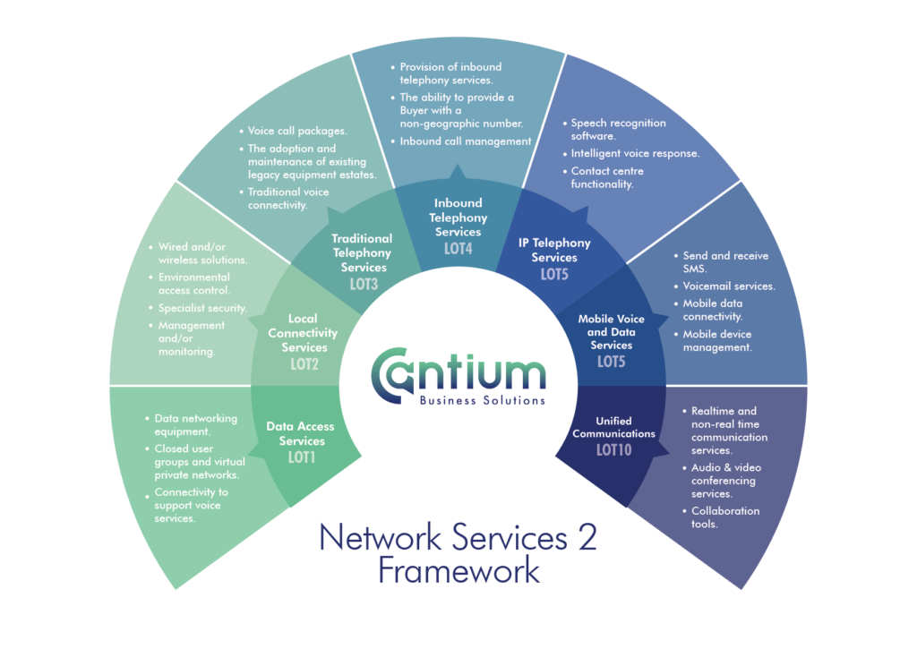 Network Services 2 Framework lots shown in coloured wheel chart