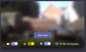 Example of how blur function appears in Microsoft Teams
