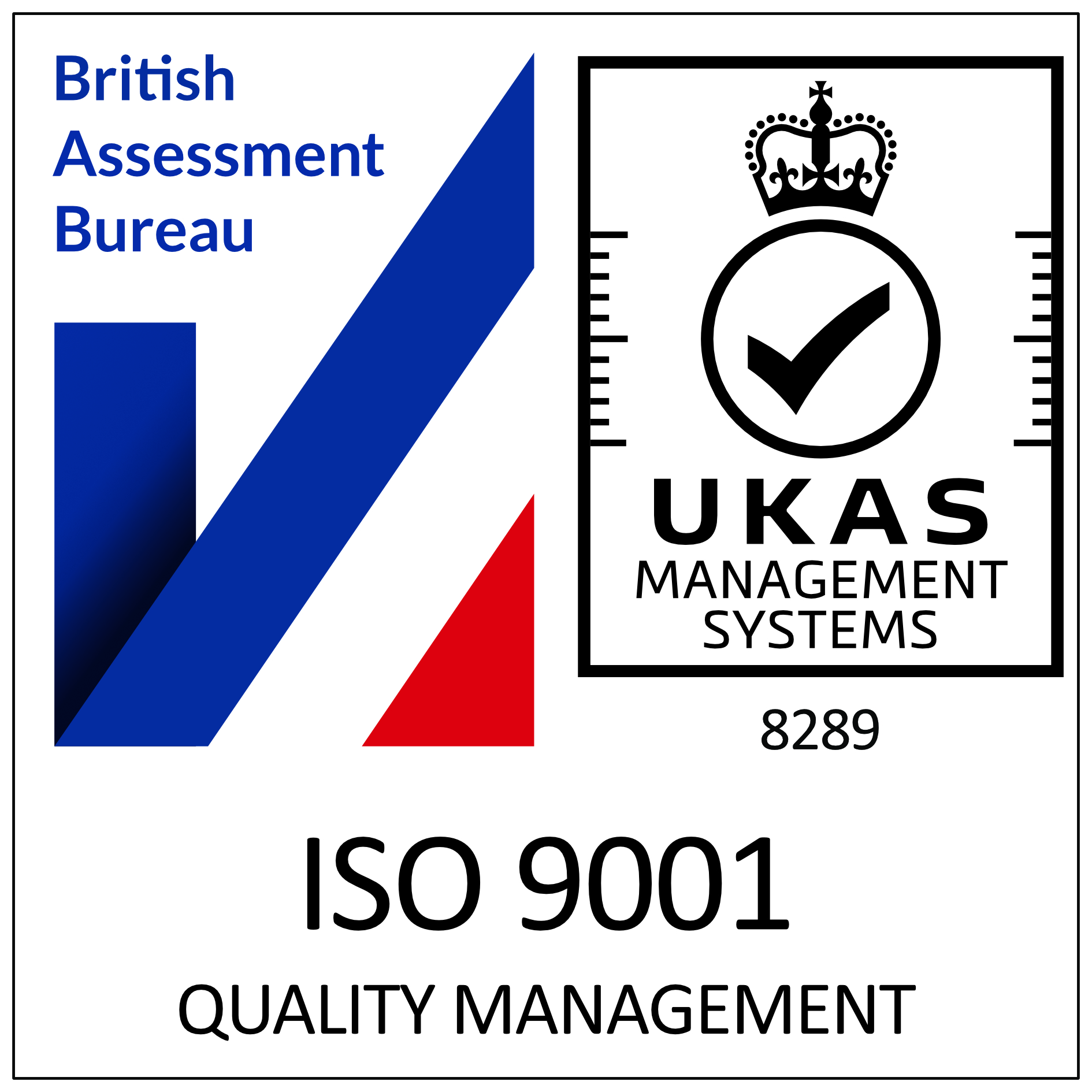 logo from the British Assessment Bureau that certifies Cantium with ISO 9001