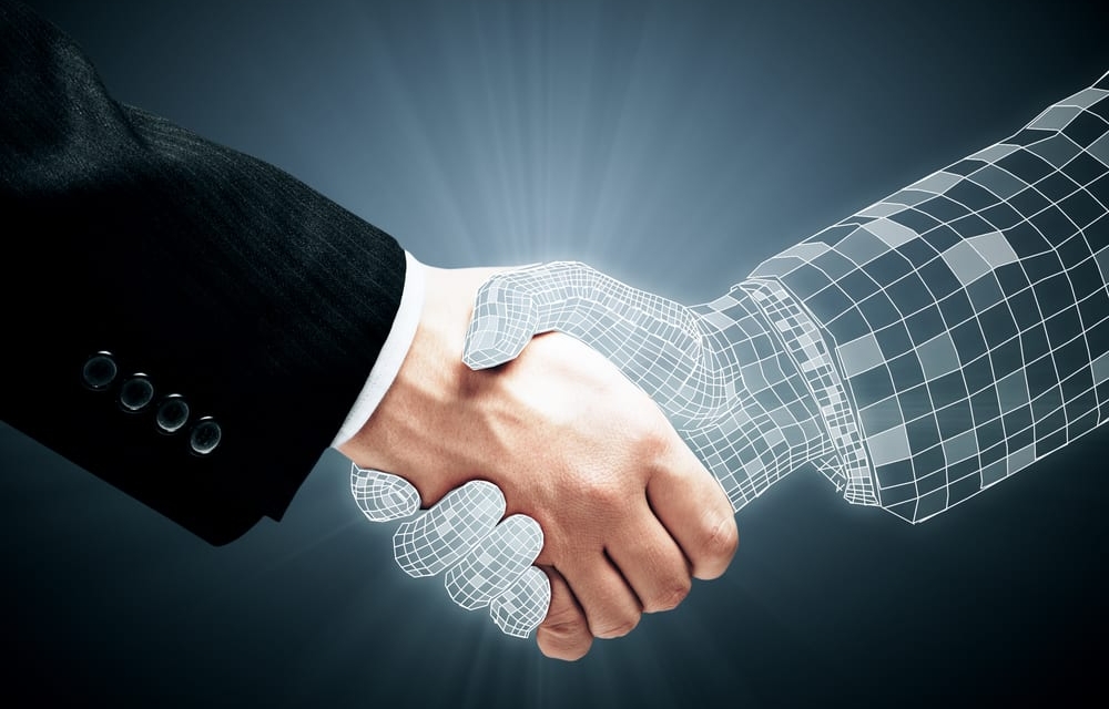 picture of hand shaking an animated hand